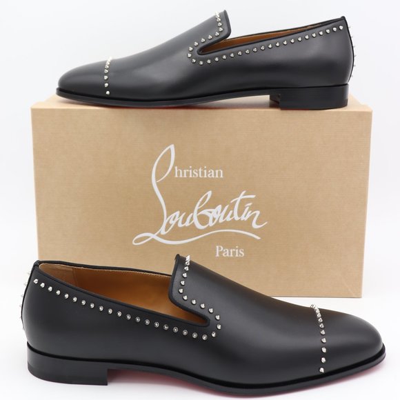 NWT Christian Louboutin Men\'s Dandy Cloo Black Leather Spike Flats Loafe… main image 8
